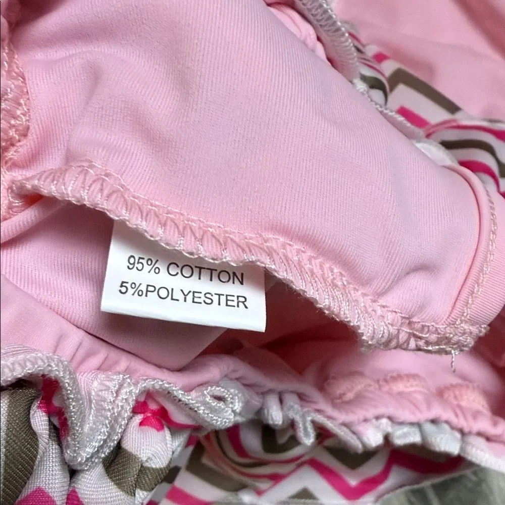 12/18 Months Pink Chevron Ruffle Bikini Set